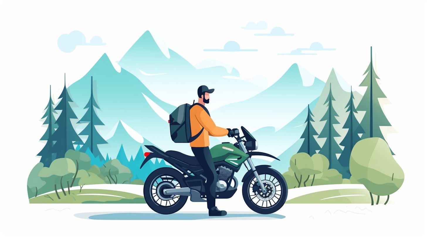 A motorcycle rider purchases extra insurance options through their phone.