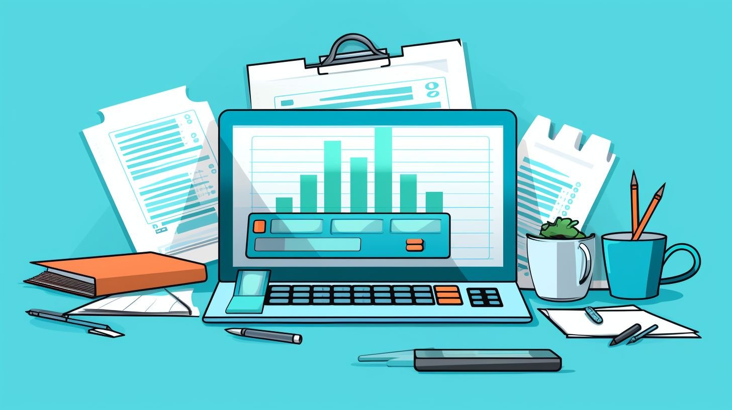 An organized desk portraying efficient budget management with financial paperwork.