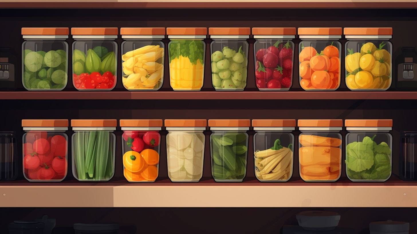 Neatly organized meal prep containers surrounded by fresh fruits and vegetables.