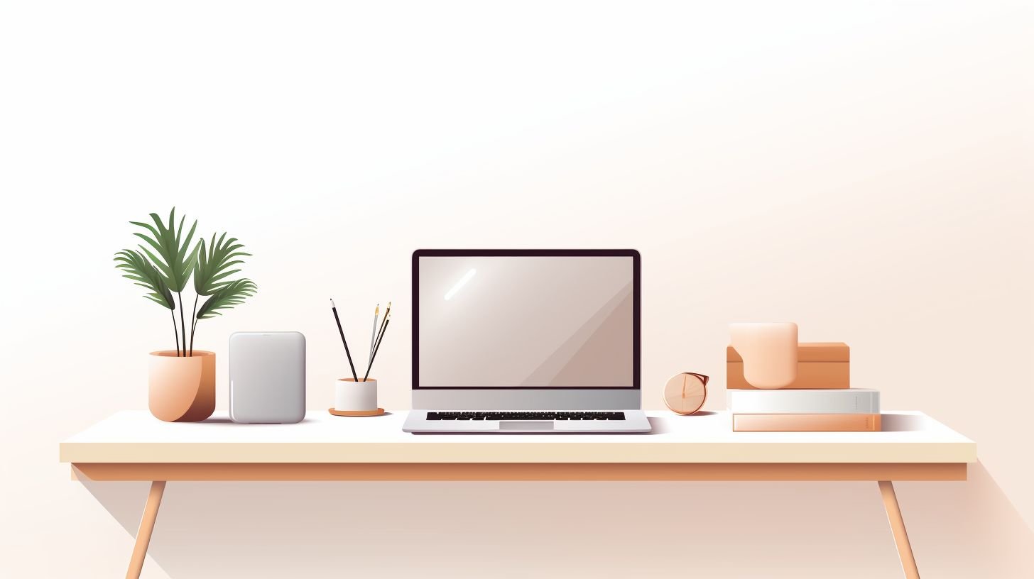 A minimalist and well-organized workspace with a sleek laptop.